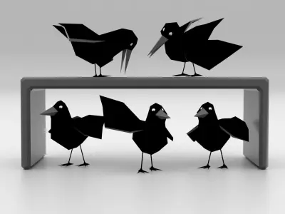 Cartoon Birds Low-poly 3D model
