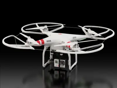DJI Phantom 2 Quadcopter with Prop Guard and GoPro HERO3 Low-poly 3D model