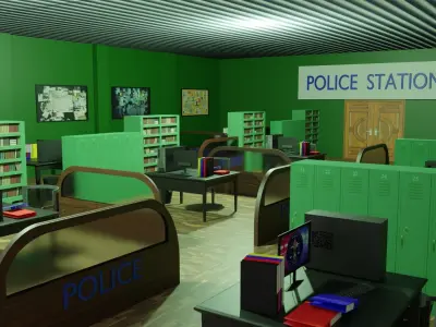 Police Station Interior Low-poly 3D model