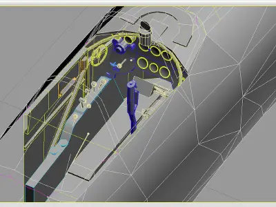 Cockpit Yakovlev Yak3 WWII Aircraft Low-poly 3D model