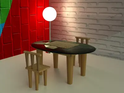 Table With Two Chairs  Free 3D model