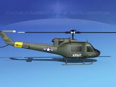 Bell UH-1B Iroquois US Army CAV2 3D model