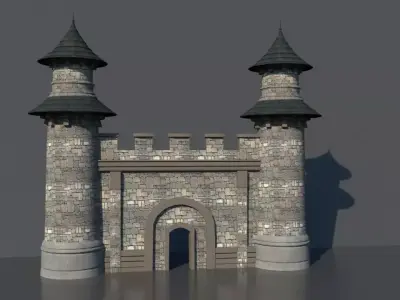 Castle gate Low-poly 3D model