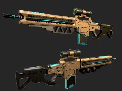 Neoniper two rifles Low-poly 3D model