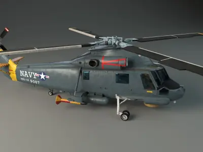  Lowpoly Helicopter - Seasprite SH2F Low-poly 3D model