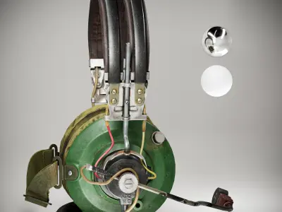 USSR headphones AG-2 Low-poly 3D model