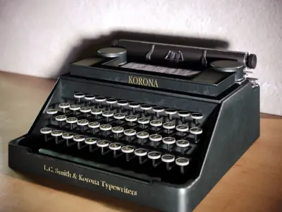 typewriter la cadillac Low-poly 3D model