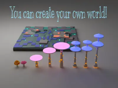 Magic Mushroom Biome Low-poly 3D model