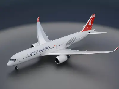Airbus A350-900 XWB Turkish Airways Livery 3D model