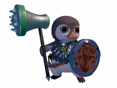 Powi penguin warrior Low-poly 3D model