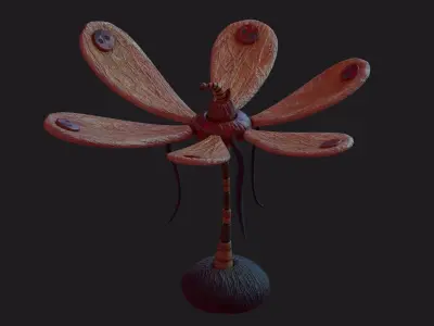 Stylized Dragonfly Flower Low-poly 3D model