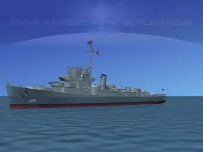 Destroyer Escort DE-214 USS Scott 3D model