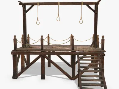  Medieval Gallows Low-poly 3D model