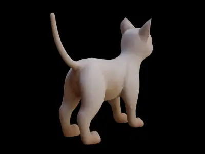 Cat White  Low-poly 3D model