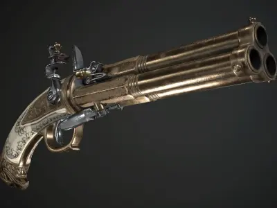 Collection of classic guns 2 Low-poly 3D model