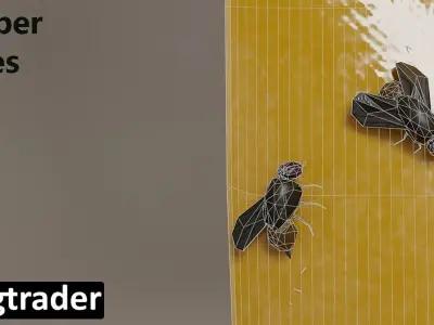 Fly Paper with Dead Flies 3D model