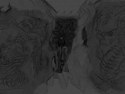 skull king with skeleton design and pebble and grass Free 3D model