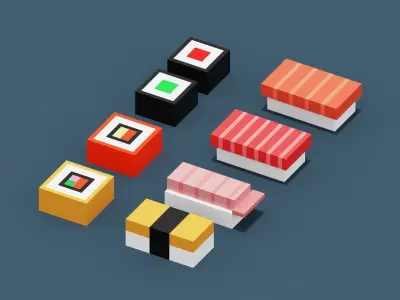 Isometric Sushi Low-poly 3D model