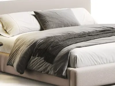 Luxe Upholstered Bed 3D model