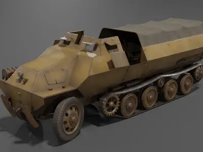 Type 1 Ho-Ha half-track armoured personnel carrier Low-poly 3D model