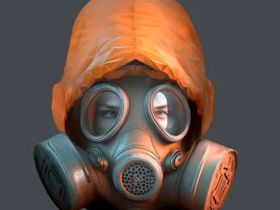 Gas mask helmet 3d model military combat fantasy Low-poly 3D model