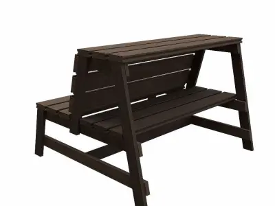 FirePitBench 1 outdoor bench with slats Low-poly 3D model
