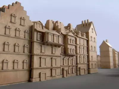 Paper Buildings and Building Model Kit Low-poly 3D model