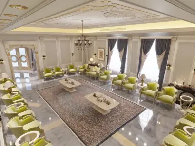 realistic chair sofa walls ceiling  3D model