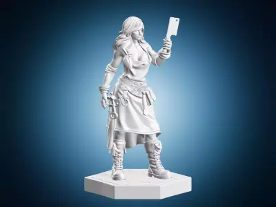 Female Butcher Miniature Figurine 3D print model