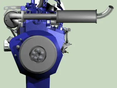 Popular 3-cylinder diesel engine 3D model
