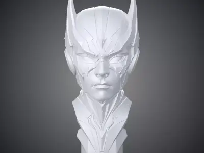 Cybernetic Soldier Bust Futuristic Warrior PM-253 3D print model