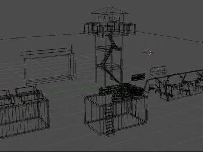 military base pack lowpoly for game and 3d print Free 3D model