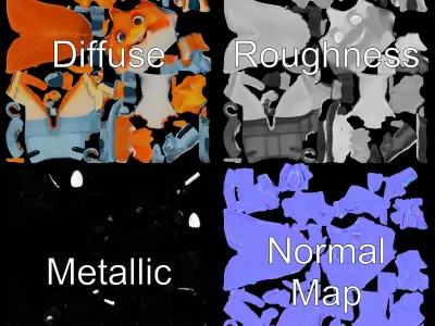 Cheerful Orange Bird Character Rigged and Animated Low-poly 3D model