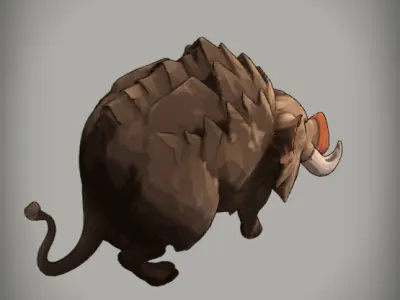 Wild boar in cartoon style Art Low-poly 3D model Low-poly 3D model