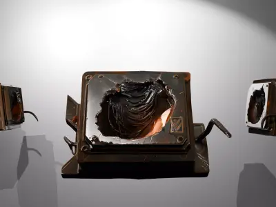 Futuristic Spaceship Wreckage LowPoly LOD Low-poly 3D model