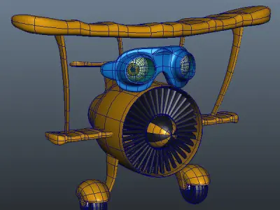 Airplane cartoon 02 Low-poly 3D model