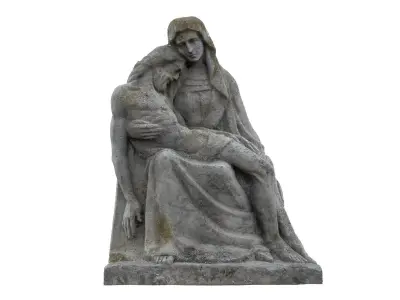 Jesus and Mary Funeral Sculpture Monument Low-poly 3D model