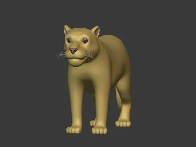 Cartoon Tiger - Leopard - Puma - Lioness Low-poly 3D model