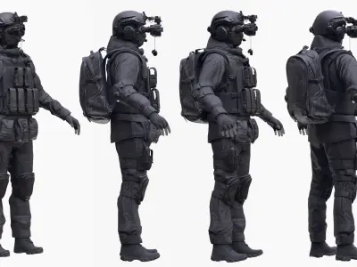 Male Military Outfit 4 Low-poly 3D model
