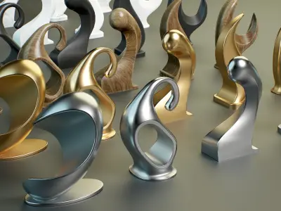 Abstract Statues PBR Low-poly 3D model