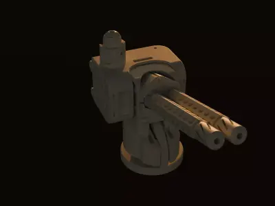 AA Cannon Rigged Free 3D model