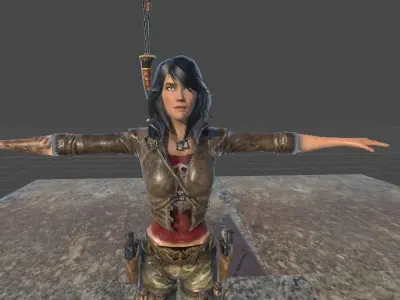 Female Warrior Low-poly 3D model