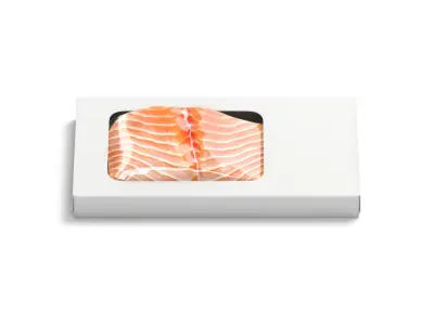 White Salmon Box Pack - fish cardboard tray 3D model