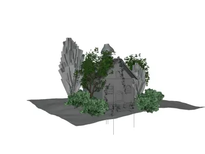 3D Forest Cottage Detailed House and Nature Scene 3D model