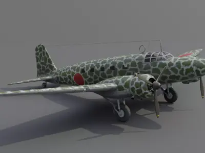 Mitsubishi Ki-57 Transport Aircraft Low-poly 3D model