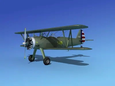 Stearman PT-17 Kaydet V12 3D model