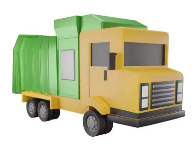 Garbage Truck Low-poly 3D model purchase