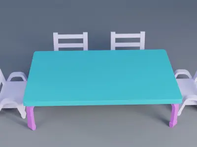 Table and chairs Low-poly 3D model buy