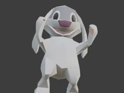 Happy As A Nut Bunny Low-poly 3D model