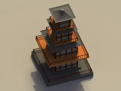Low Poly Japanese Pagoda Low-poly 3D model